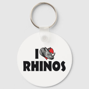 Porte-clés J'aime les rhinocéros à cœur - Amoureux des rhinoc