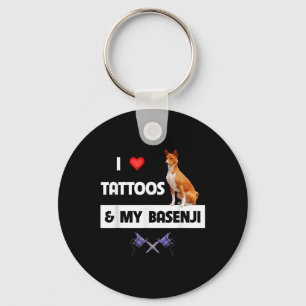Porte-clés J'Aime Les Tatouages Et Mon Chien Basenji Tatouer