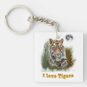 Porte-clés J'aime les tigres