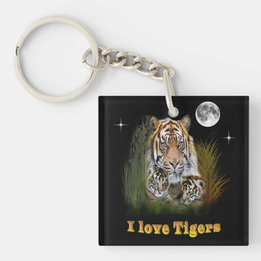 Porte-clés J'aime les tigres (Devant)