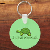 Porte-clés J'Aime Les Tortues Très Vert (Recto)