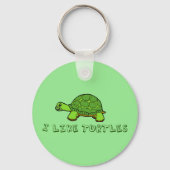 Porte-clés J'Aime Les Tortues Très Vert (Verso)