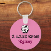 Porte-clés J'Aime Les Vaches Personnalisées Rose (Recto)