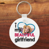 Porte-clés J'aime ma belle petite amie photo personnalisée (Recto)