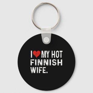 Porte-clés J'aime ma chaude femme finlandaise - Cœur en détre