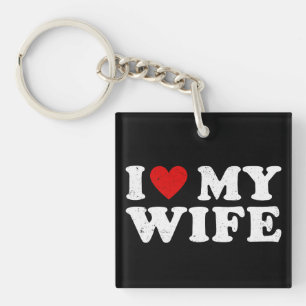 Porte-clés J'aime ma femme Cadeau drôle rétro distressé pour