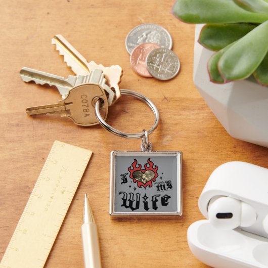 Porte-clés J'aime ma femme - Rouge - DingusDesign  (Bureau)