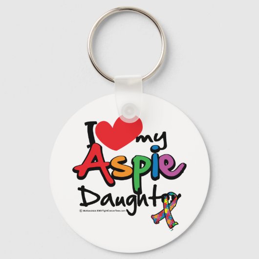 Porte-clés J'Aime Ma Fille Aspie (Recto)
