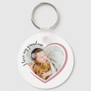 Porte-clés J'aime ma grand-mère photo du coeur