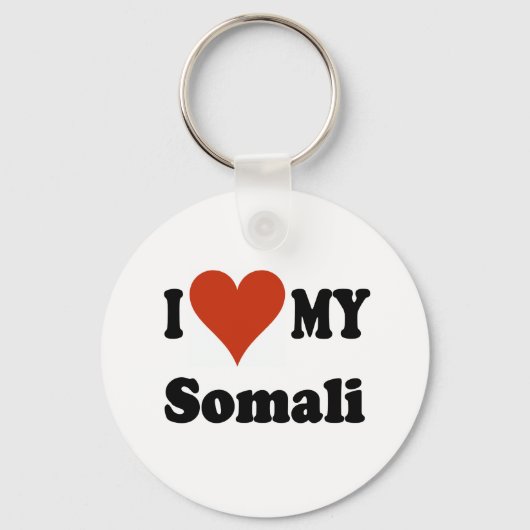 Porte-clés J'aime ma marchandise de chat somalien (Recto)