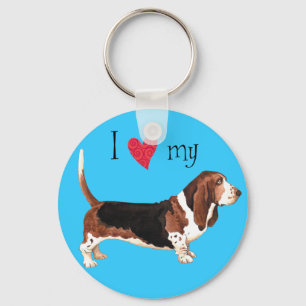 Porte-clés J'aime ma peau de Basset