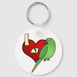 Porte-clés J'aime ma perruche africaine de Ringneck