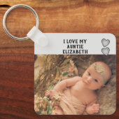 Porte-clés J'aime ma Tante nom photos gris double face (Recto)