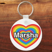 Porte-clés J'aime Marsha. Je t'aime Marsha. Cœur (Recto)