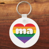 Porte-clés J'aime Massachusetts Gay pride Rainbow Heart (Recto)