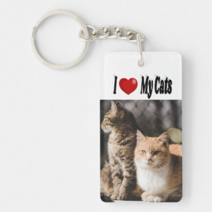 Porte-clés J'aime mes chats Photo