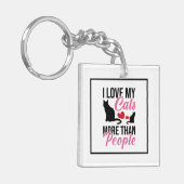 Porte-clés J'Aime Mes Chats Plus Que Les Gens Citation Drôle (Devant gauche)