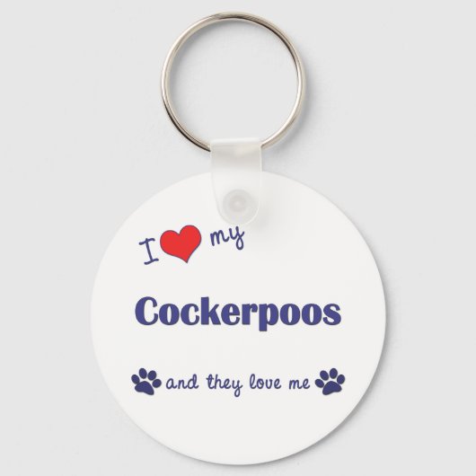 Porte-clés J'Aime Mes Cockerpoos (Chiens Multiples) (Recto)