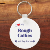 Porte-clés J'Aime Mes Collies Bruts (Chiens Multiples) (Recto)