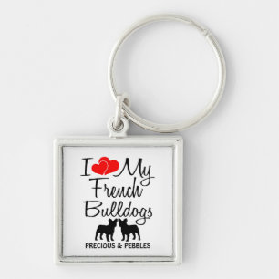 Porte-clés J'Aime Mes Deux Bulldogs Français Porte - clé Pers