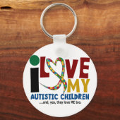 Porte-clés J'aime mes enfants autistiques 2 SENSIBILISATION S (Recto)