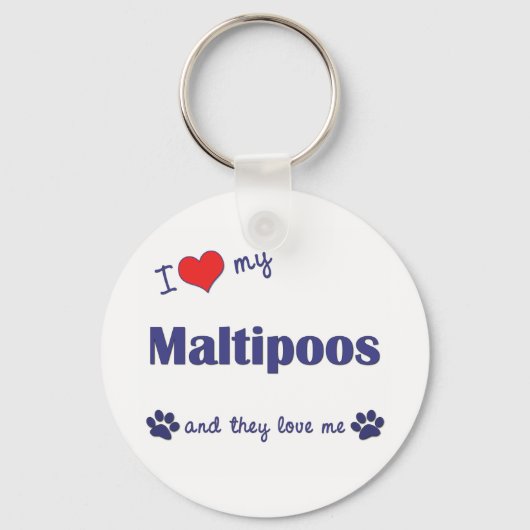 Porte-clés J'Aime Mes Maltipoos (Chiens Multiples) (Recto)