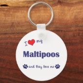 Porte-clés J'Aime Mes Maltipoos (Chiens Multiples) (Recto)