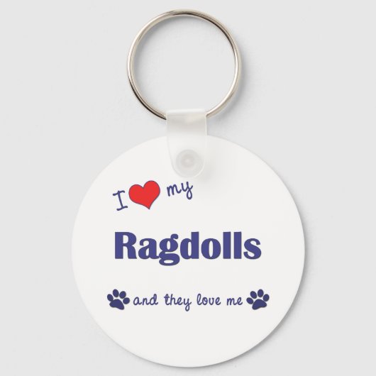 Porte-clés J'Aime Mes Ragdolls (Chats Multiples) (Recto)