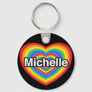 Porte-clés J'aime Michelle. Je t'aime Michelle. Cœur