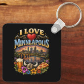 Porte-clés J'aime Minneapolis (Verso)