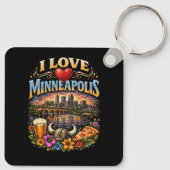 Porte-clés J'aime Minneapolis (Dos)