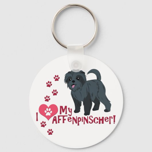 Porte-clés J'Aime Mon Affenpinscher ! (Recto)