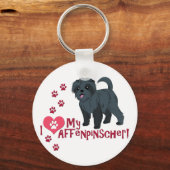 Porte-clés J'Aime Mon Affenpinscher ! (Recto)