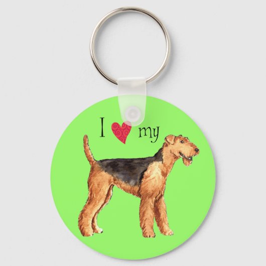 Porte-clés J'aime mon Airedale (Recto)