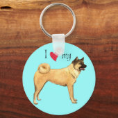 Porte-clés J'aime mon Akita (Recto)