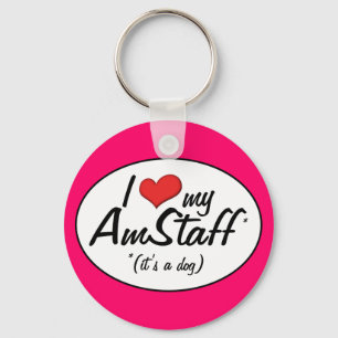 Porte-clés J'aime mon AmStaff (c'est un chien)