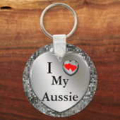 Porte-clés J'Aime Mon Aussie, Berger Australien, Porte - clé (Recto)