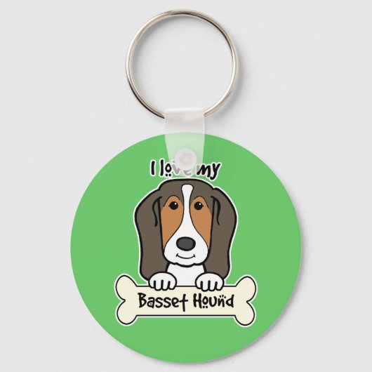 Porte-clés J'Aime Mon Basset Hound (Recto)