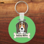 Porte-clés J'Aime Mon Basset Hound (Recto)