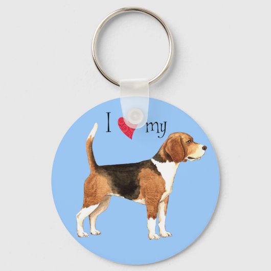 Porte-clés J'aime mon Beagle (Recto)