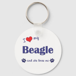 Porte-clés J'Aime Mon Beagle (Chien Féminin)