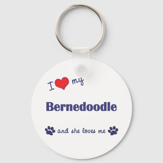 Porte-clés J'Aime Mon Bernedoodle (Chien Féminin) (Recto)