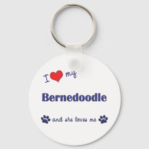 Porte-clés J'aime mon Bernedoodle (le chien femelle)