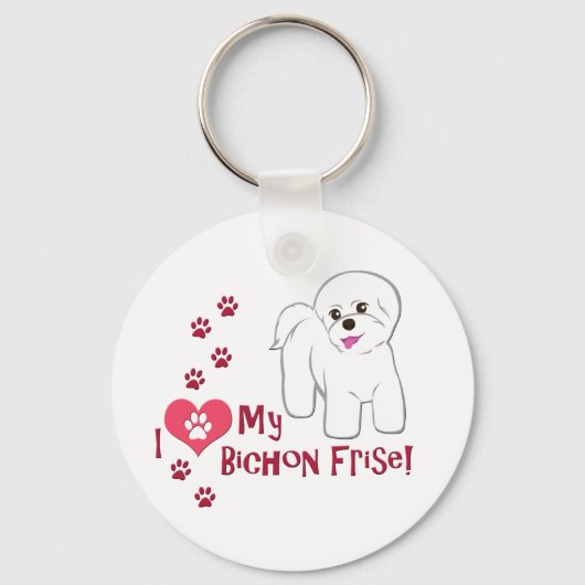 Porte-clés J'Aime Mon Bichon Frise ! (Recto)