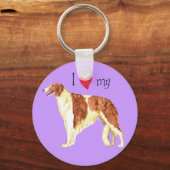 Porte-clés J'aime mon Borzoi (Recto)