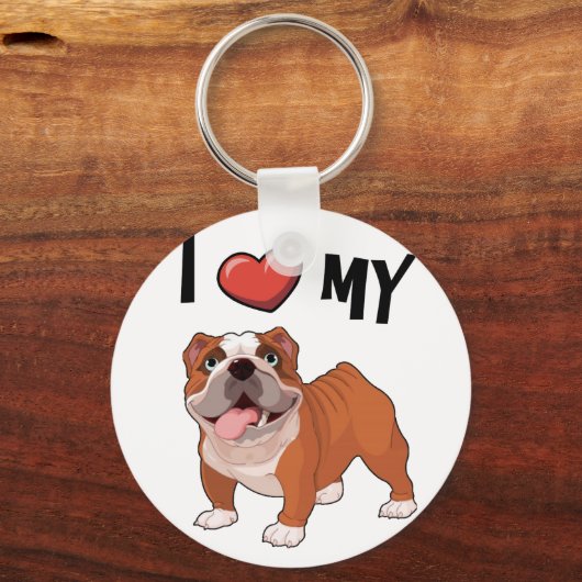 Porte-clés J'aime mon Bulldog (Recto)