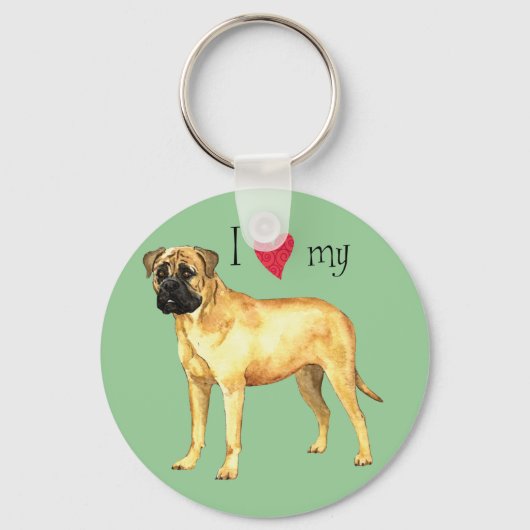Porte-clés J'aime mon Bullmastiff (Recto)