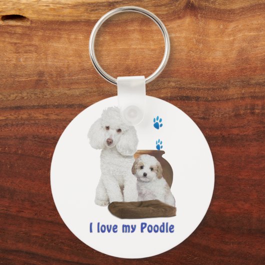 Porte-clés J'aime mon caniche (Recto)