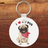 Porte-clés J'aime mon Carlin mignon Chien de Chien de Chien d (Recto)