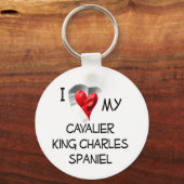 Porte-clés J'Aime Mon Cavalier Roi Charles Spaniel (Recto)